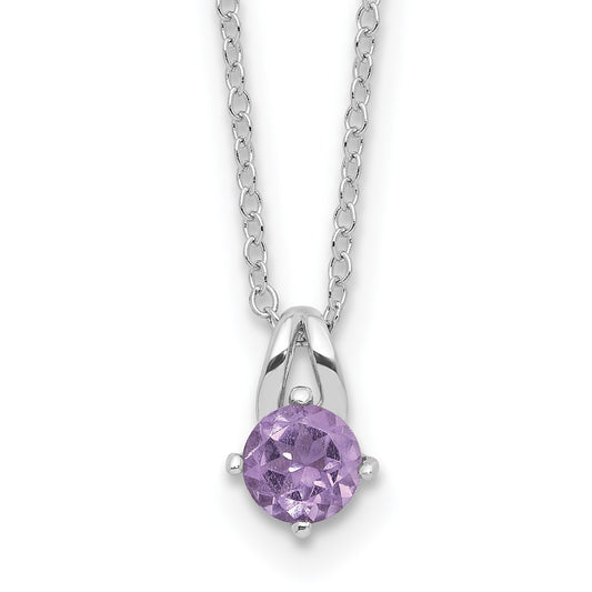 Sterling Silver Rhodium-plated .45AM Amethyst 16in w/2in ext Necklace QG6741AM-16