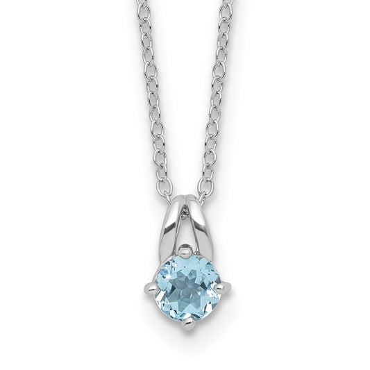 Sterling Silver Rhodium-plated .59BT Blue Topaz 16in w/2in ext Necklace QG6741BT-16