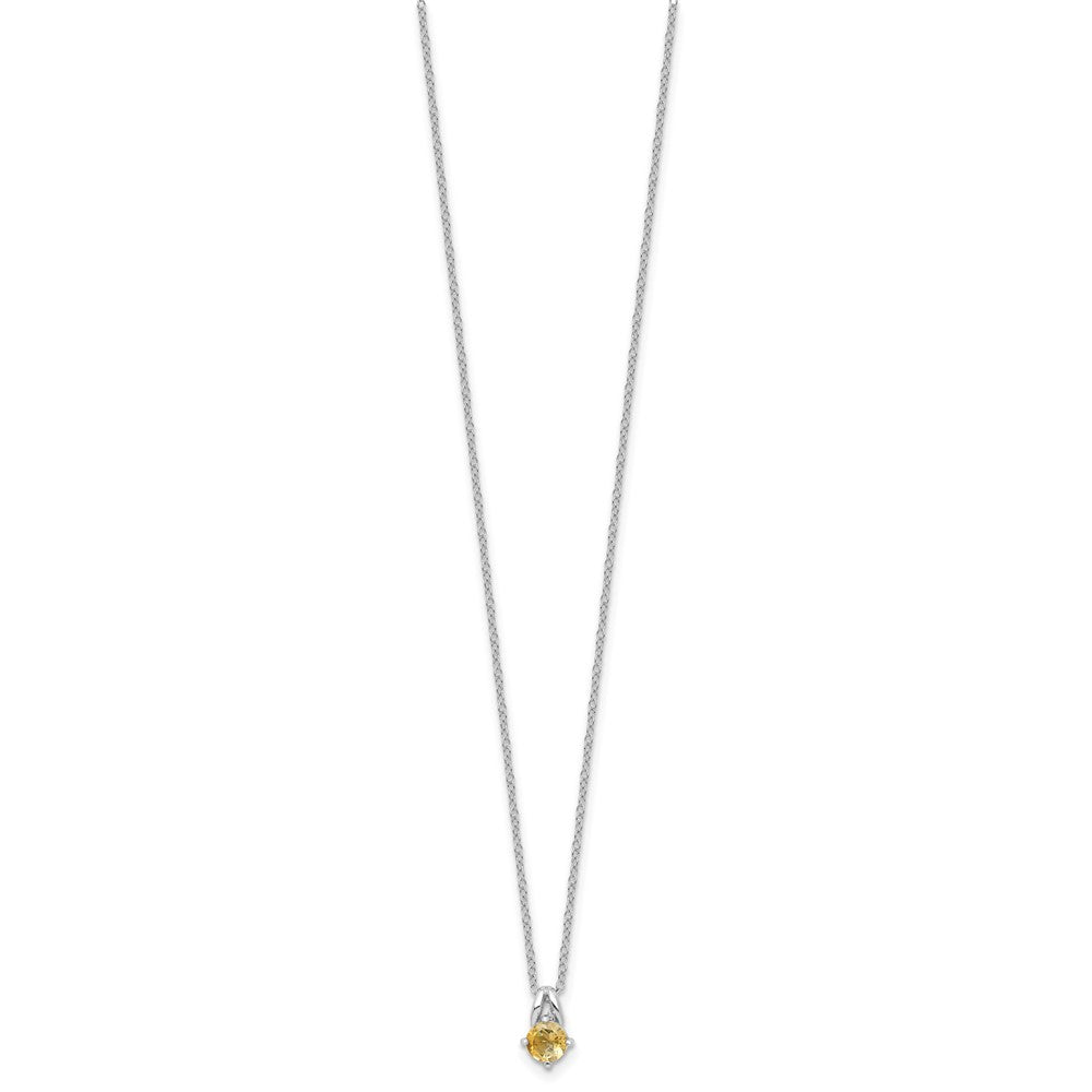 Sterling Silver Rhodium-plated .45CI Citrine 16in w/2in ext Necklace QG6741CI-16