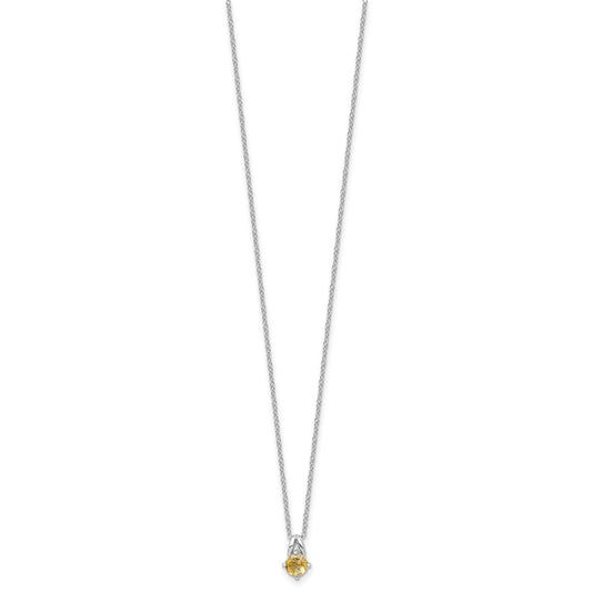 Sterling Silver Rhodium-plated .45CI Citrine 16in w/2in ext Necklace QG6741CI-16