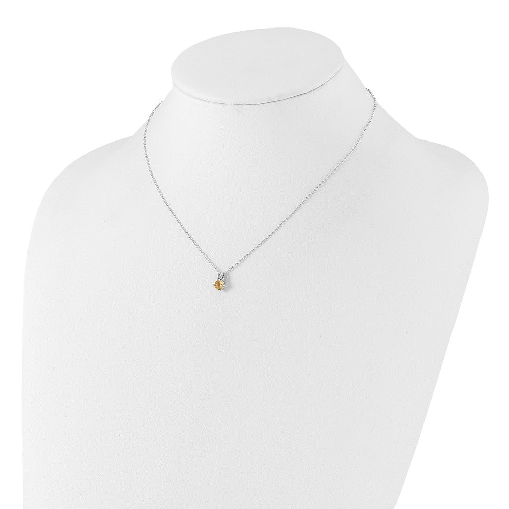 Sterling Silver Rhodium-plated .45CI Citrine 16in w/2in ext Necklace QG6741CI-16