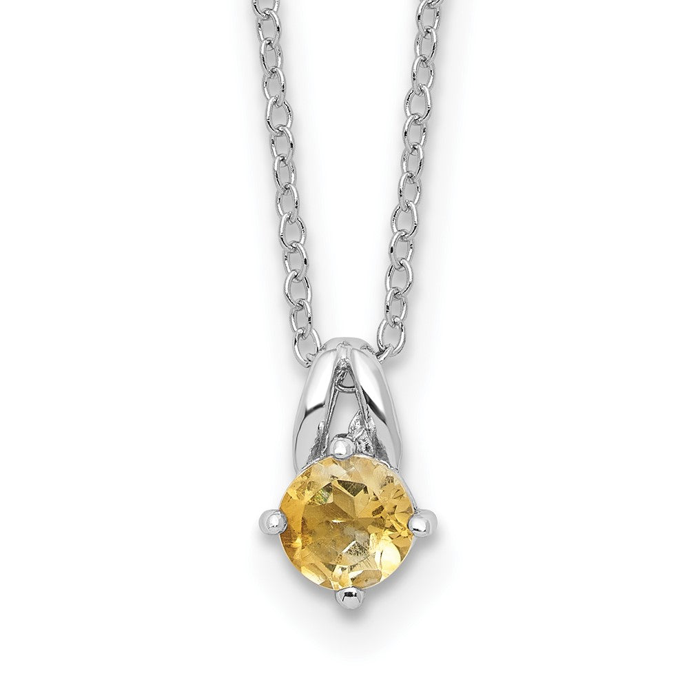 Sterling Silver Rhodium-plated .45CI Citrine 16in w/2in ext Necklace QG6741CI-16