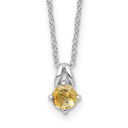 Sterling Silver Rhodium-plated .45CI Citrine 16in w/2in ext Necklace QG6741CI-16