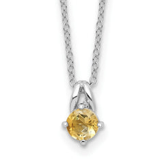 Sterling Silver Rhodium-plated .45CI Citrine 16in w/2in ext Necklace QG6741CI-16