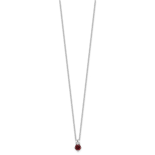 Sterling Silver Rhodium-plated .6GA Garnet 16in w/1in ext Necklace QG6741GA-16