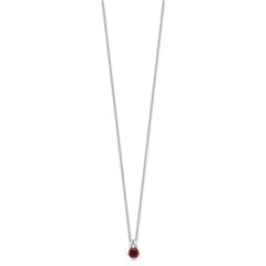 Sterling Silver Rhodium-plated .6GA Garnet 16in w/1in ext Necklace QG6741GA-16