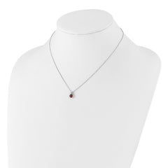 Sterling Silver Rhodium-plated .6GA Garnet 16in w/1in ext Necklace QG6741GA-16