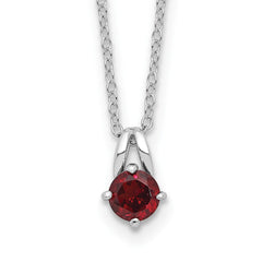 Sterling Silver Rhodium-plated .6GA Garnet 16in w/1in ext Necklace QG6741GA-16