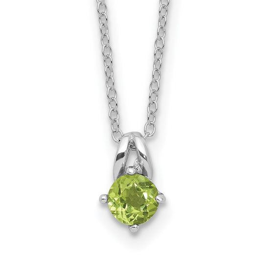 Sterling Silver Rhodium-plated .54PE Peridot 16in w/2in ext Necklace QG6741PE-16