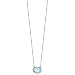 Sterling Silver Polished Oval Blue Topaz 17in w/.5in ext Necklace QG6742BT-17