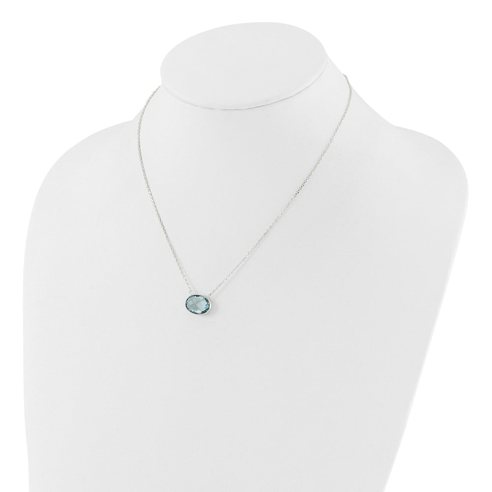Sterling Silver Polished Oval Blue Topaz 17in w/.5in ext Necklace QG6742BT-17