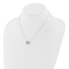 Sterling Silver Polished Oval Blue Topaz 17in w/.5in ext Necklace QG6742BT-17