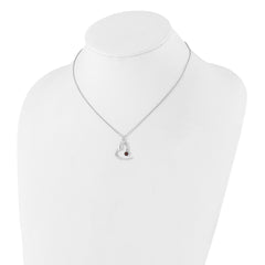Sterling Silver Rhod-pltd Open Heart .06 Garnet 16in w/2in Ext Necklace QG6744GA-16