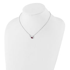 Sterling Silver Rhod-pltd Teardrop Rhod. Garnet 16in w/2in Ext Necklace QG6745GA-16