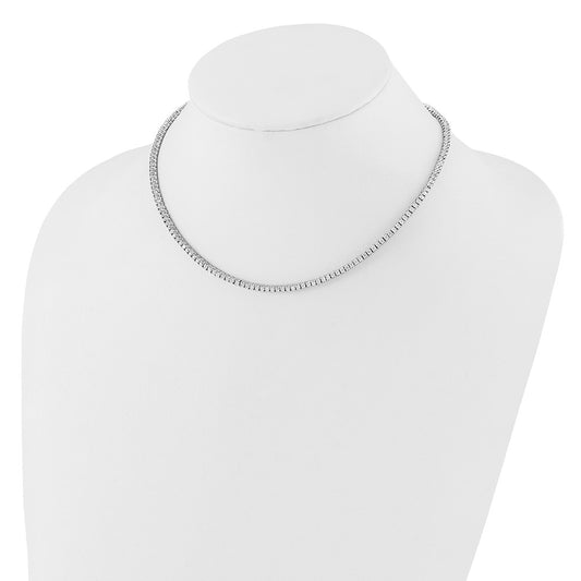 Sterling Silver Rhodium-plated 2mm CZ 16in Tennis Necklace QG6748-16