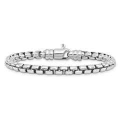 Sterling Silver Rhodium-plated 5.4mm 7.5in Venetian Box Chain Bracelet QG6761-7.5