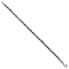 Sterling Silver Antiqued 4.4mm Milano / Figarope Mens 8 inch Bracelet QG6772-8