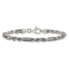 Sterling Silver Antiqued 4.4mm Milano / Figarope Mens 8 inch Bracelet QG6772-8