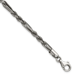 Sterling Silver Antiqued 4.4mm Milano / Figarope Mens 8 inch Bracelet QG6772-8