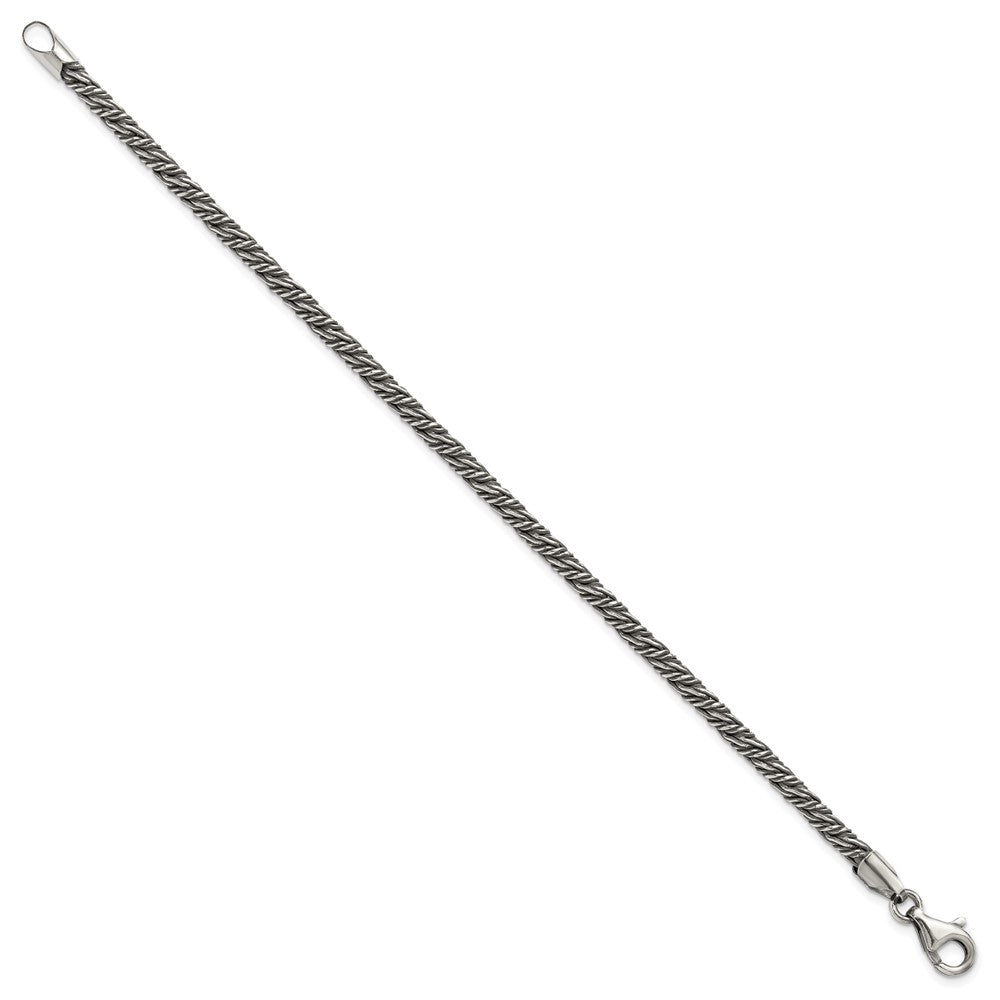 Sterling Silver Antiqued 3.4mm Fancy Twist Link Mens 8 inch Bracelet QG6773-8