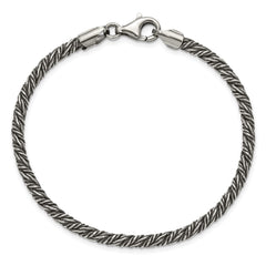 Sterling Silver Antiqued 3.4mm Fancy Twist Link Mens 8 inch Bracelet QG6773-8