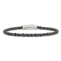 Sterling Silver Antiqued Polished 3.75mm Twisted Franco Chain 8 inch Bracelet QG6774-8