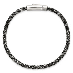 Sterling Silver Antiqued Polished 3.75mm Twisted Franco Chain 8 inch Bracelet QG6774-8