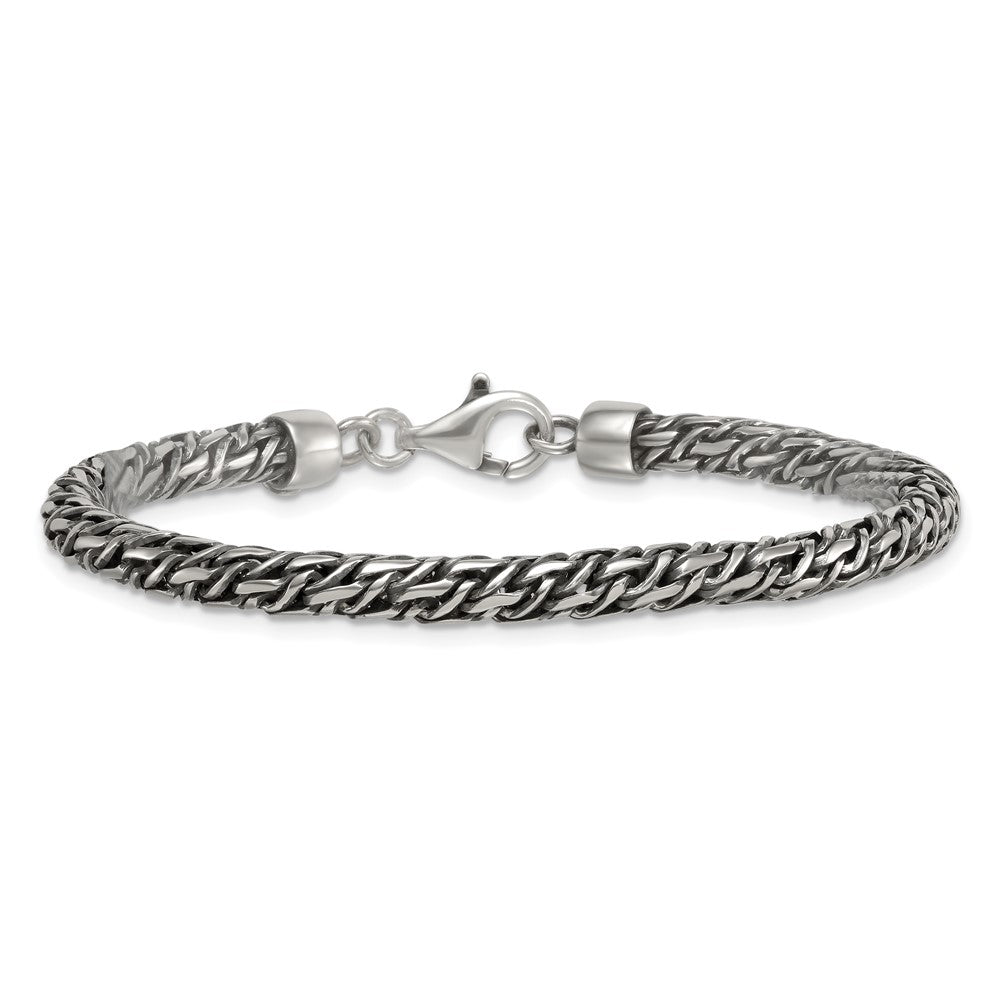 Sterling Silver Rhodium-plated Polished and Antiqued 4.8mm Fancy Link 8 Inch Bracelet QG6775-8