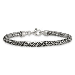 Sterling Silver Rhodium-plated Polished and Antiqued 4.8mm Fancy Link 8 Inch Bracelet QG6775-8