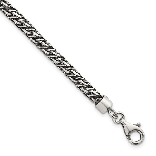 Sterling Silver Rhodium-plated Polished and Antiqued 4.8mm Fancy Link 8 Inch Bracelet QG6775-8