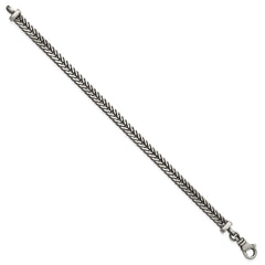 Sterling Silver Antiqued 5.5mm Franco Link Mens 8 inch Bracelet QG6777-8