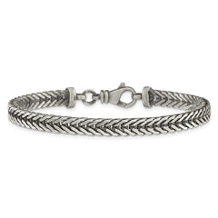 Sterling Silver Antiqued 5.5mm Franco Link Mens 8 inch Bracelet QG6777-8