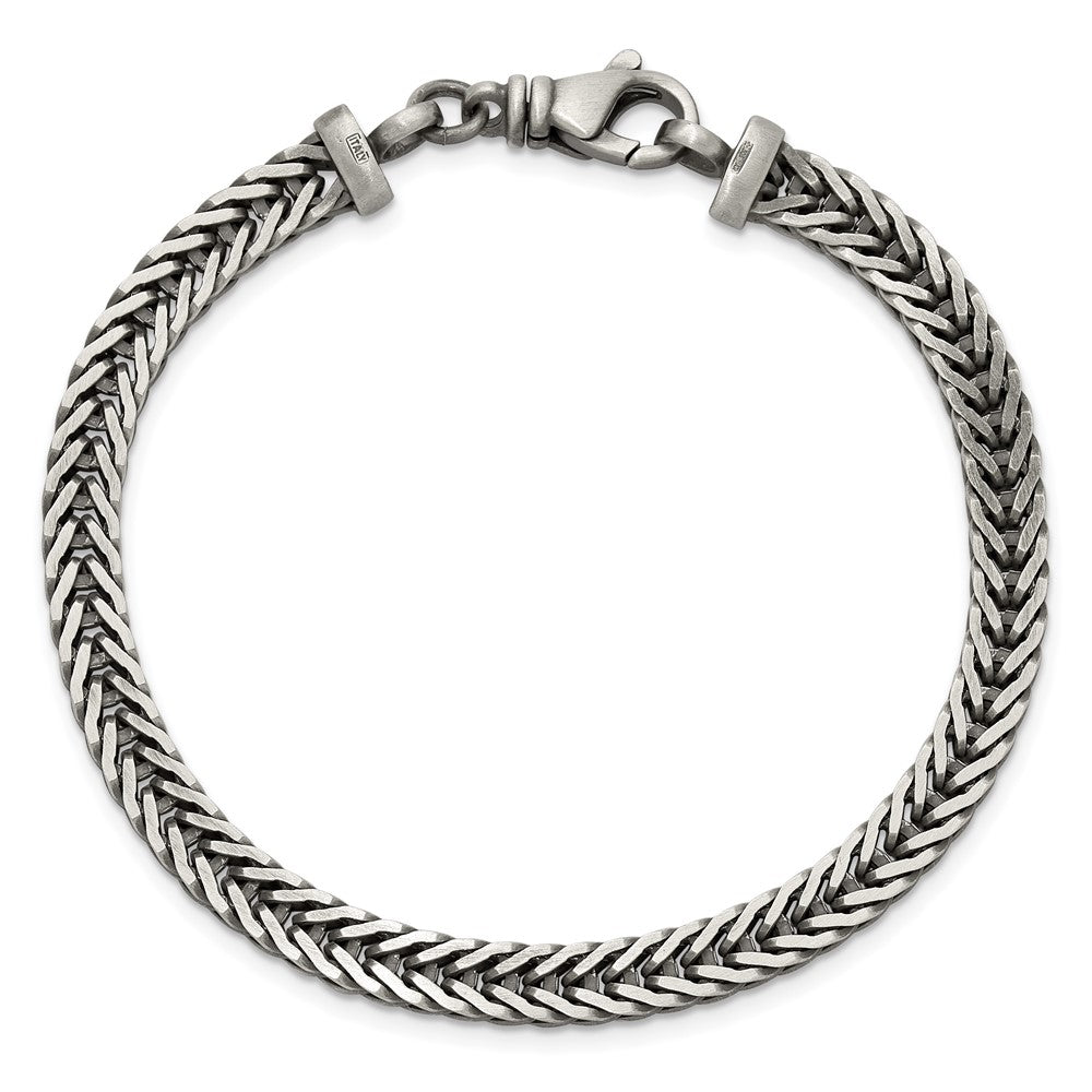 Sterling Silver Antiqued 5.5mm Franco Link Mens 8 inch Bracelet QG6777-8