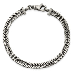 Sterling Silver Antiqued 5.5mm Franco Link Mens 8 inch Bracelet QG6777-8