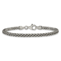 Sterling Silver Antiqued 3.9mm Wheat Link Mens 8 inch Bracelet QG6779-8