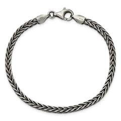Sterling Silver Antiqued 3.9mm Wheat Link Mens 8 inch Bracelet QG6779-8
