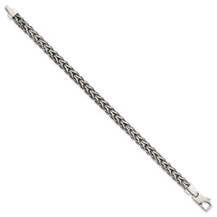 Sterling Silver Antiqued Polished 6mm Fancy Flat Chain 7.75 inch Bracelet QG6780-7.75