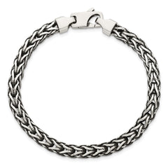 Sterling Silver Antiqued Polished 6mm Fancy Flat Chain 7.75 inch Bracelet QG6780-7.75