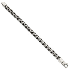 Sterling Silver Antiqued Polished 8.25mm Fancy Chain 7.75 inch Bracelet QG6781-7.75