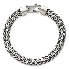 Sterling Silver Antiqued Polished 8.25mm Fancy Chain 7.75 inch Bracelet QG6781-7.75