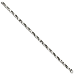 Sterling Silver Black Ruthenium-plated Brushed Fancy Curb Chain Mens 8.5 inch Bracelet QG6784-8.5