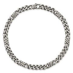 Sterling Silver Black Ruthenium-plated Brushed Fancy Curb Chain Mens 8.5 inch Bracelet QG6784-8.5