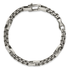 Sterling Silver Black Ruthenium-plated Brushed Fancy Box Chain Mens 8.5 inch Bracelet QG6788-8.5