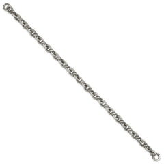 Sterling Silver Black Ruthenium-plated Brushed Fancy Textured Cable Link Mens 8.5 inch Bracelet QG6790-8.5