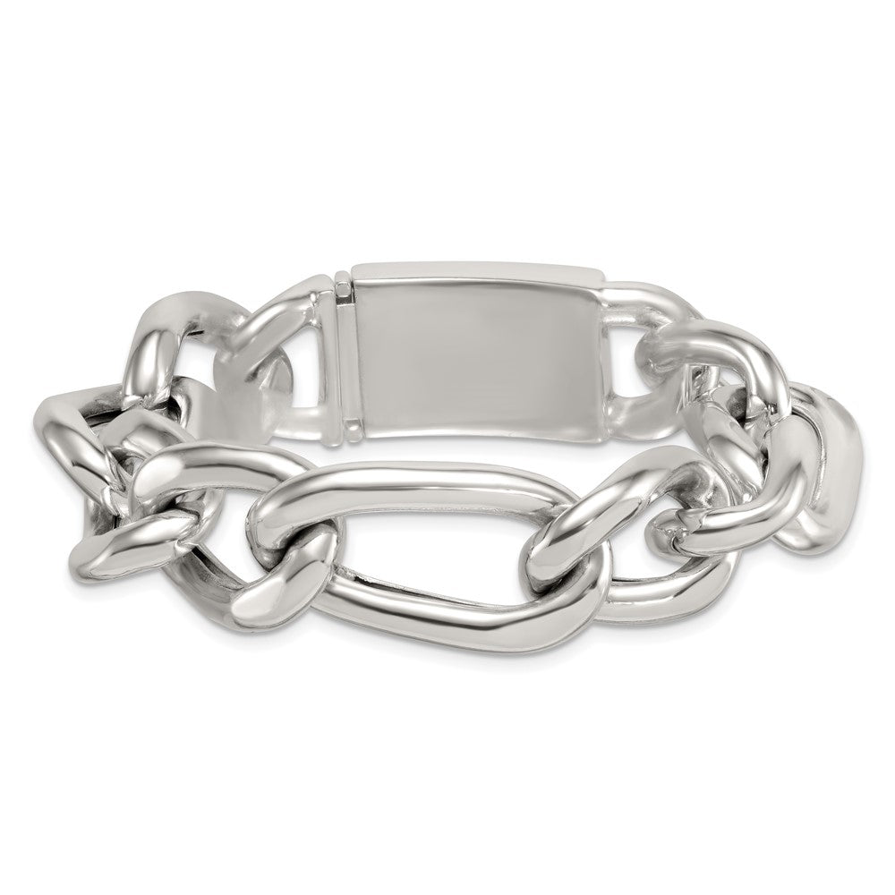 Sterling Silver Polished 17.0mm Figaro Curb 8 Inch Mens Bracelet QG6799-8