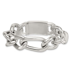 Sterling Silver Polished 17.0mm Figaro Curb 8 Inch Mens Bracelet QG6799-8