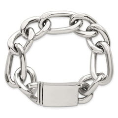 Sterling Silver Polished 17.0mm Figaro Curb 8 Inch Mens Bracelet QG6799-8