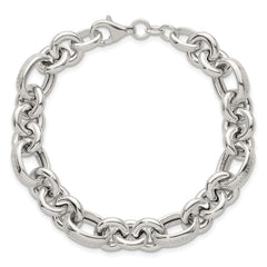 Sterling Silver Polished and Greek Key Links 7.5 inch Bracelet QG6814-7.5