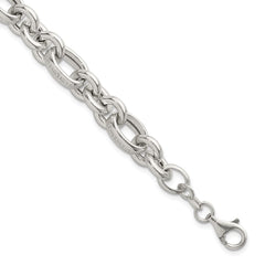 Sterling Silver Polished and Greek Key Links 7.5 inch Bracelet QG6814-7.5