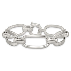Sterling Silver Polished Long Oval and Round Link 7.5 inch Bracelet QG6815-7.5